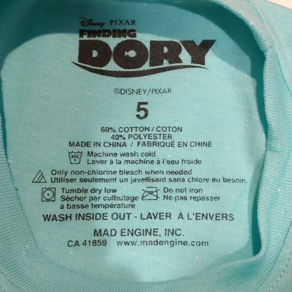 π₯SALEπ₯ Disney Pixar Finding Dory Girl's Short Sleeved Tee NWT Sizes 5,6 & 6X - Picture 4 of 4